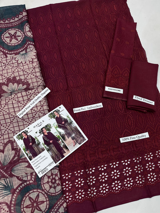 *MARIA.B LAWN Chikankari WITH DIGITAL PRINT VOIL DOBBY DUPATTA*#CODE 260002 #