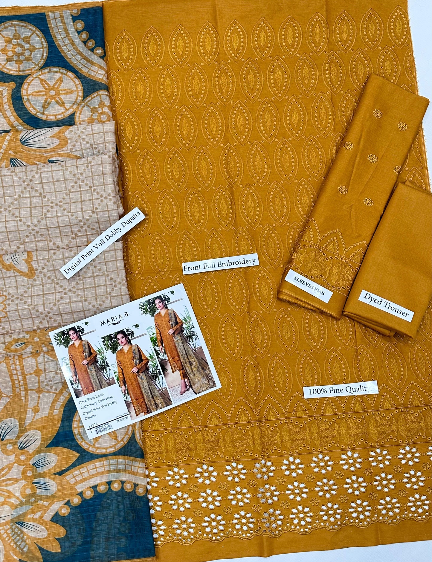 MARIA.B LAWN Chikankari WITH DIGITAL PRINT VOIL DOBBY DUPATTA