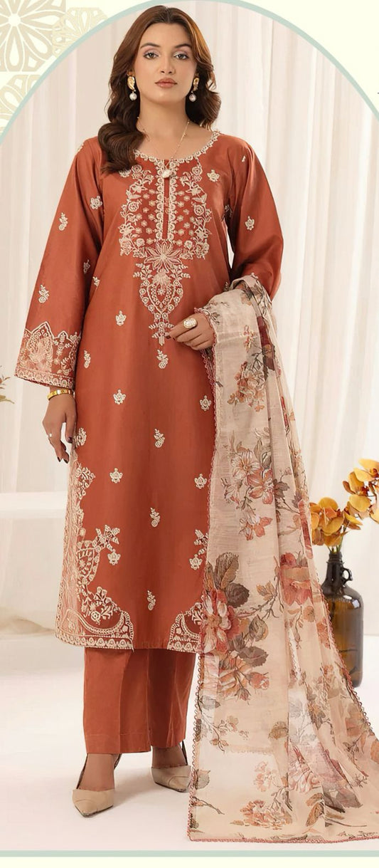 MOHAGANI 3PC LAWN UNSTITCHED EMBROIDERED
Code:7300