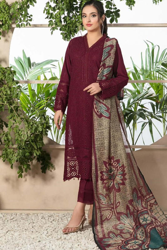 *MARIA.B LAWN Chikankari WITH DIGITAL PRINT VOIL DOBBY DUPATTA*#CODE 260002 #