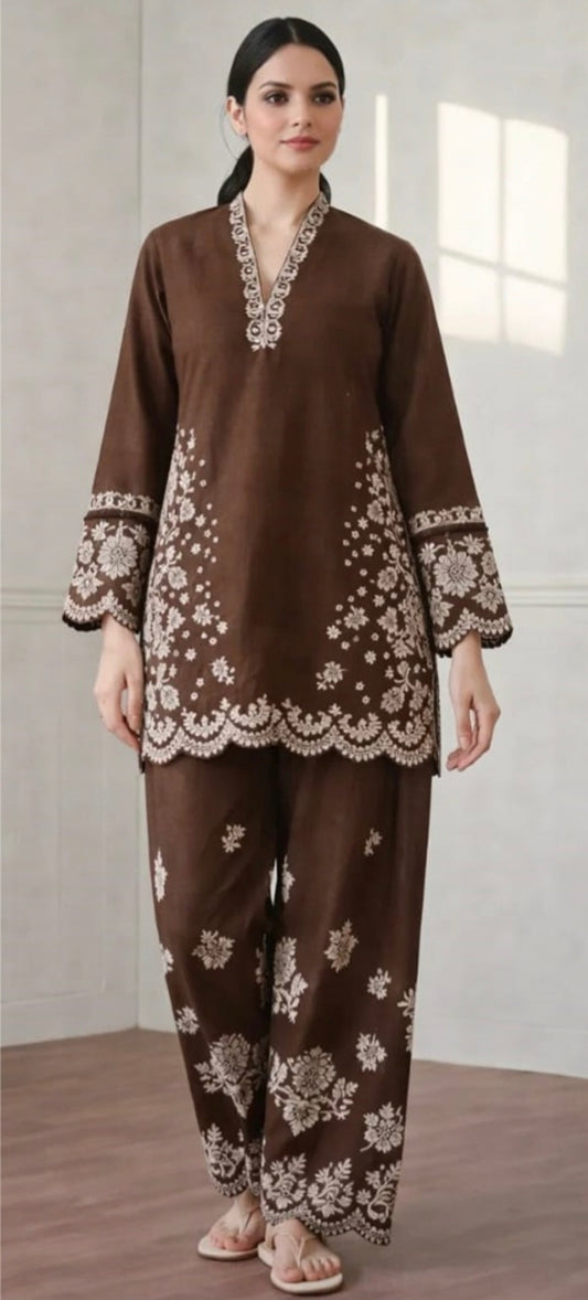 LAWN Shirt Front  HEAVY  Embroidery