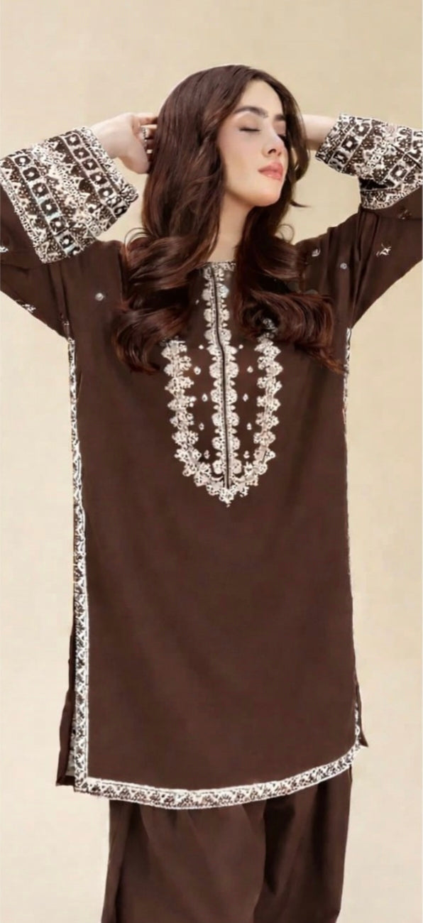 LAWN Shirt Front  HEAVY  Embroidery