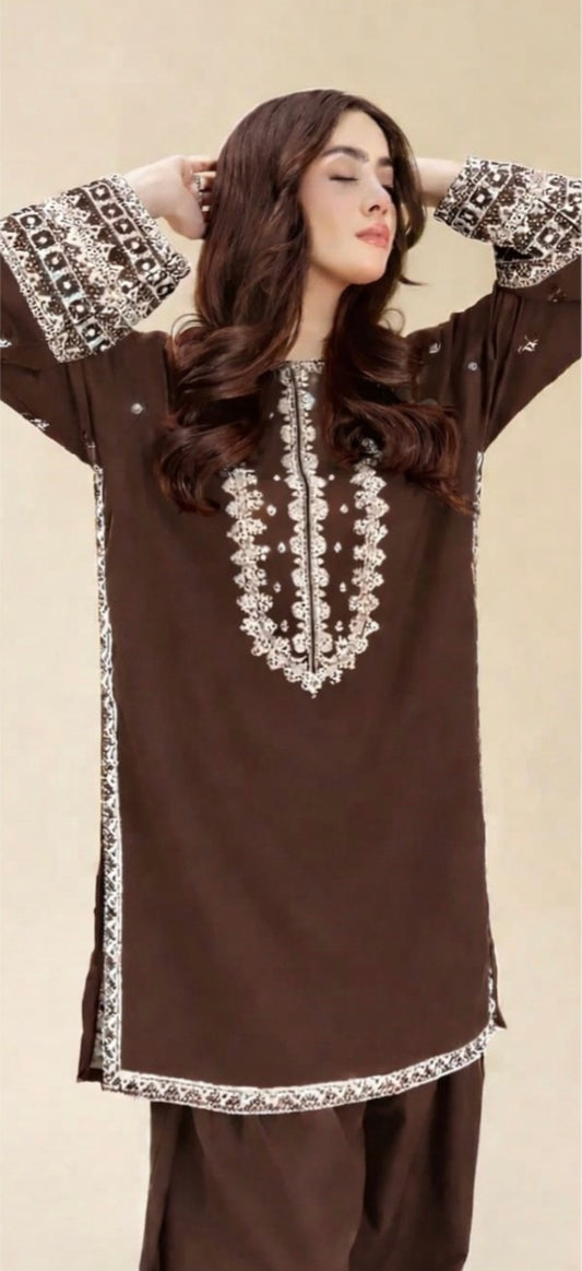 LAWN Shirt Front  HEAVY  Embroidery