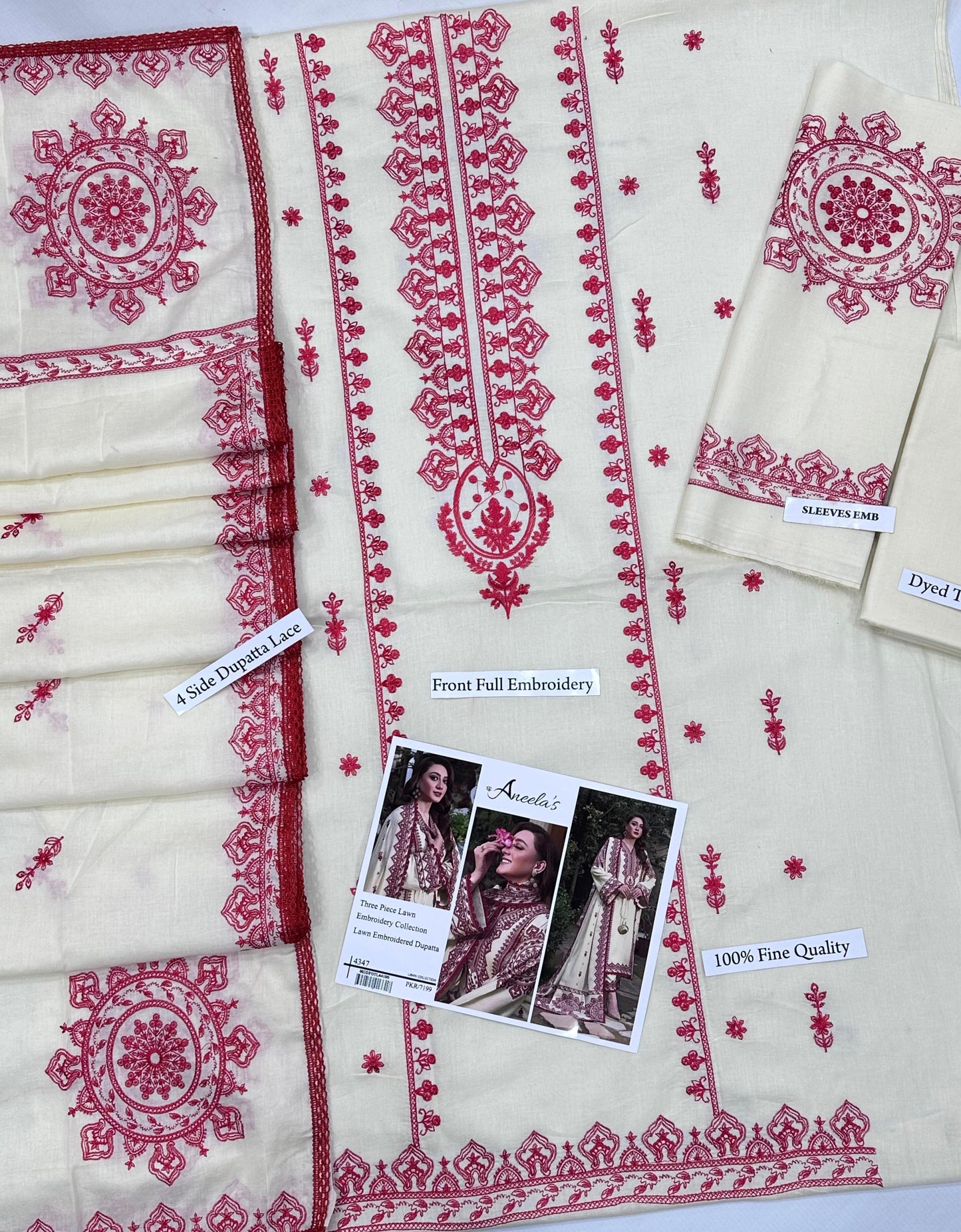 ANEELA’S LAWN WITH EMBROIDERY LAWN DUPATTA