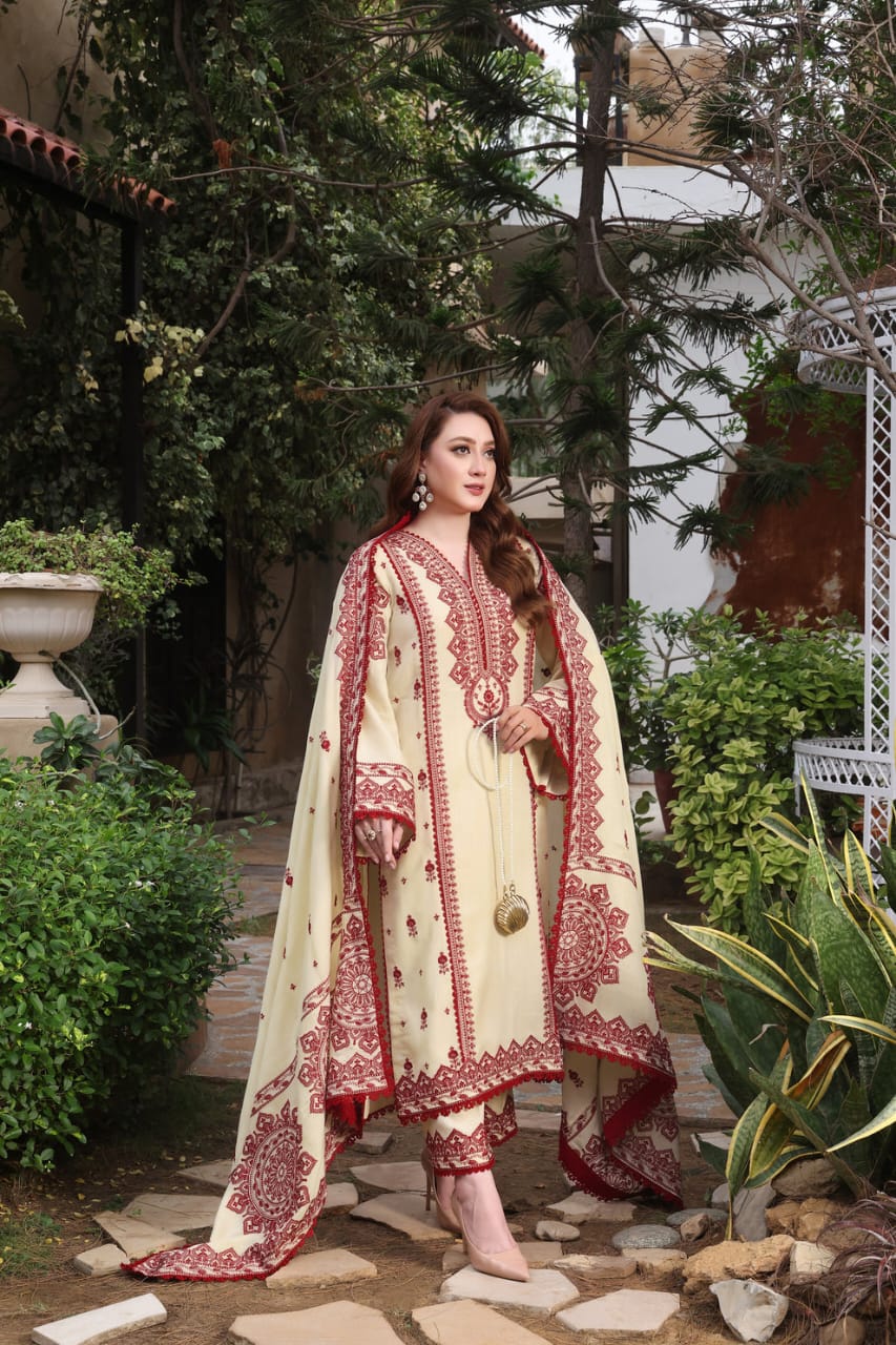 ANEELA’S LAWN WITH EMBROIDERY LAWN DUPATTA