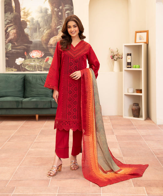 MARIA.B LAWN Chikankari WITH DIGITAL PRINT VOIL DOBBY DUPATTA