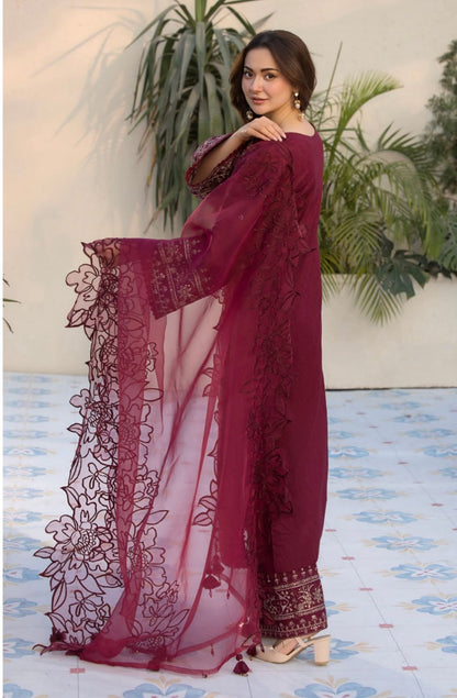 QALAMKAR Embroidered Unstitched 3 Piece Lawn Suit